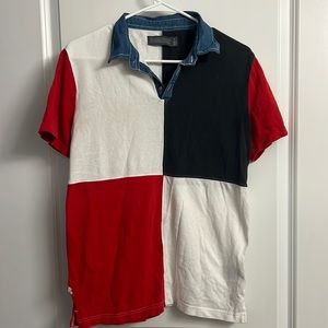 Hawkings McGill Red White & Blue Patchwork Polo